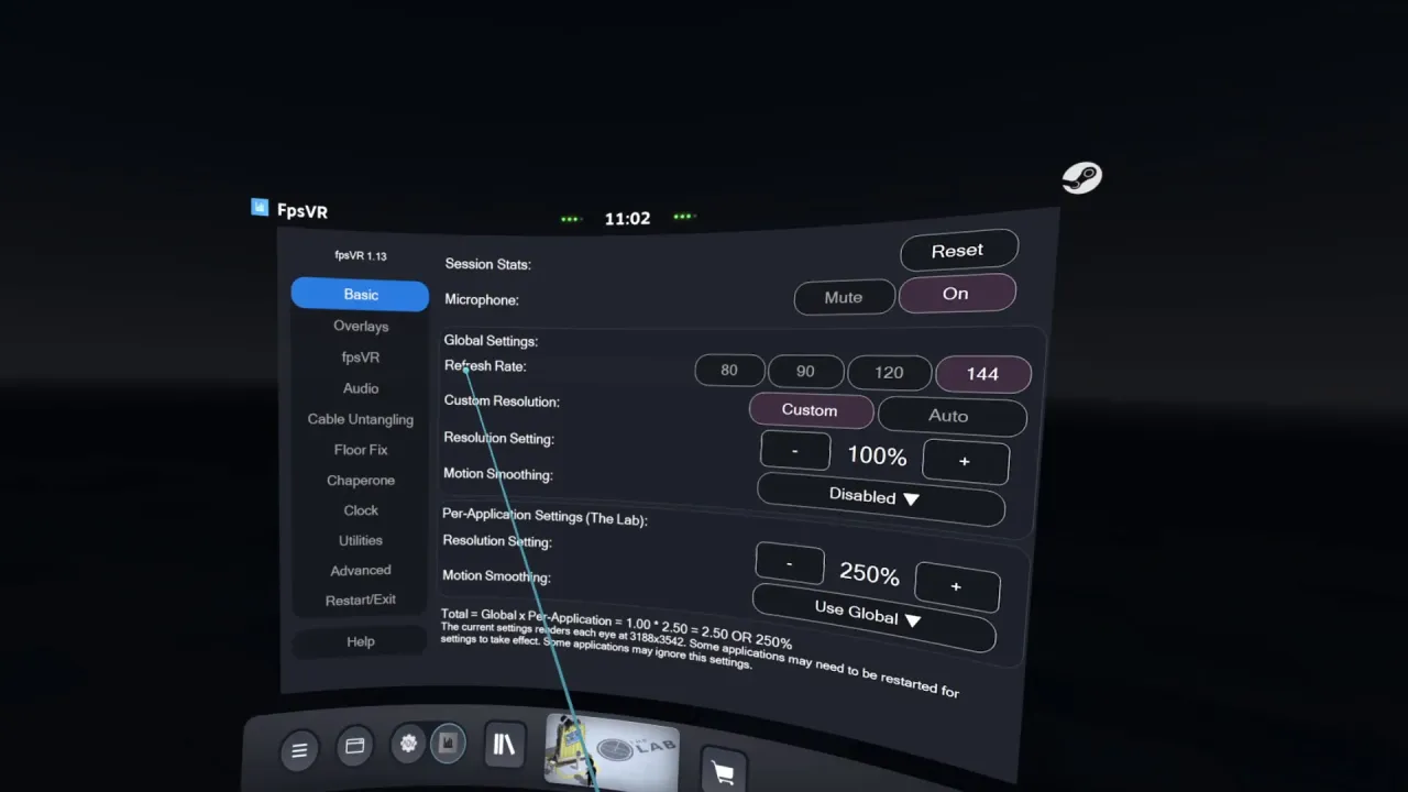Monitoring VR hardware usage and temperature in real-time